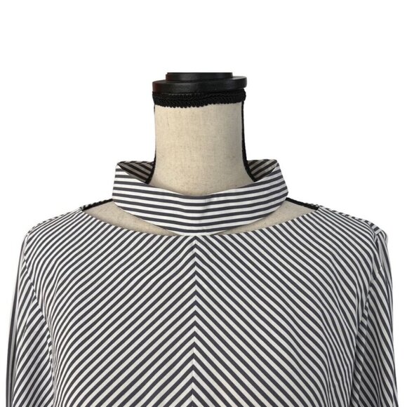 Silvia Tcherassi gray white unique long sleeve stripped shirt size L - Picture 4 of 8
